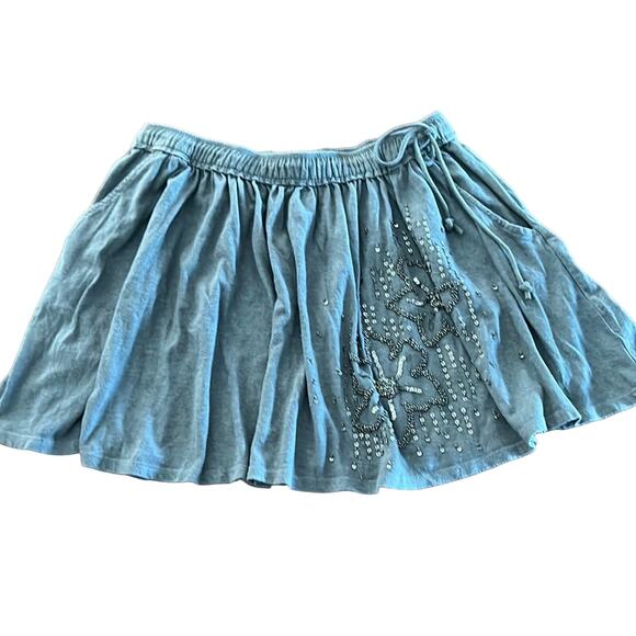 American Eagle Size S Gray Knit Mini Skirt with Sequin Embellishments - Picture 1 of 8